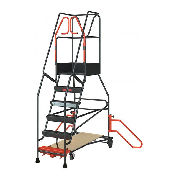 Escabeau roulant 6 marches pour rayonnage - Hauteur de travail max. 3.40m - 830008811