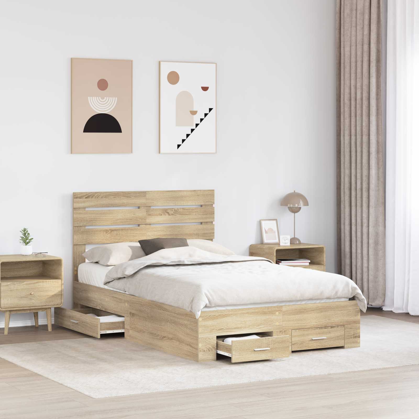 Cadre de lit chêne 120 x 200 cm en panneau de bois - 3