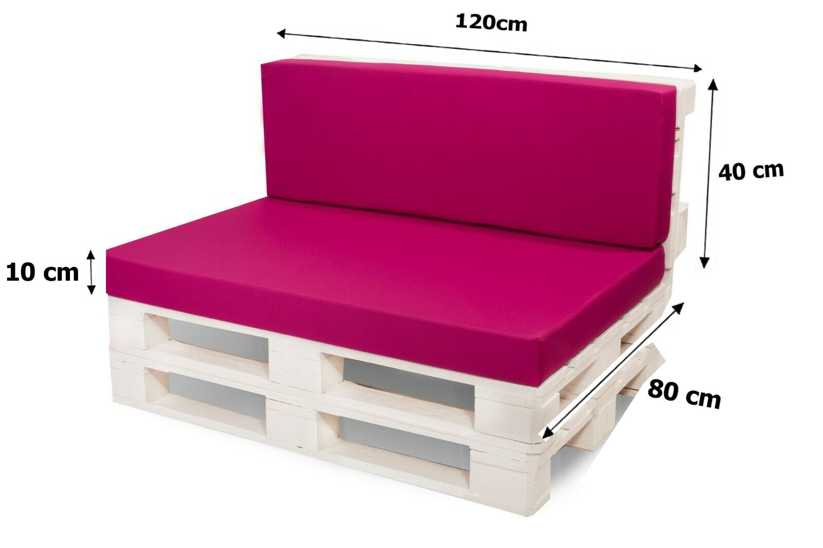 Poduszka ogrodowa na paletę 120x80x40cm poduszka na meble ogrodowe różowa, poduszka na balkon taras, poducha ogrodowa na meble z palet