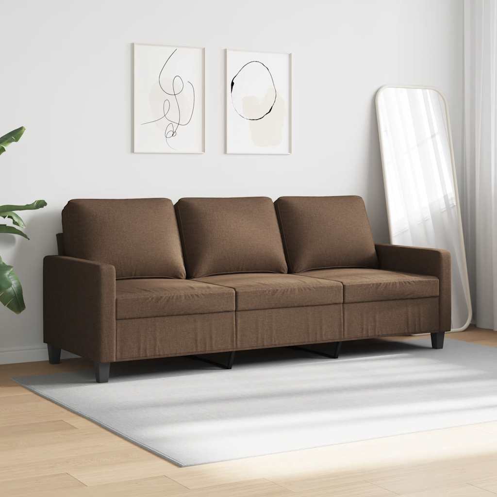 vidaXL Canapé à 3 places Marron 180 cm Tissu - 3