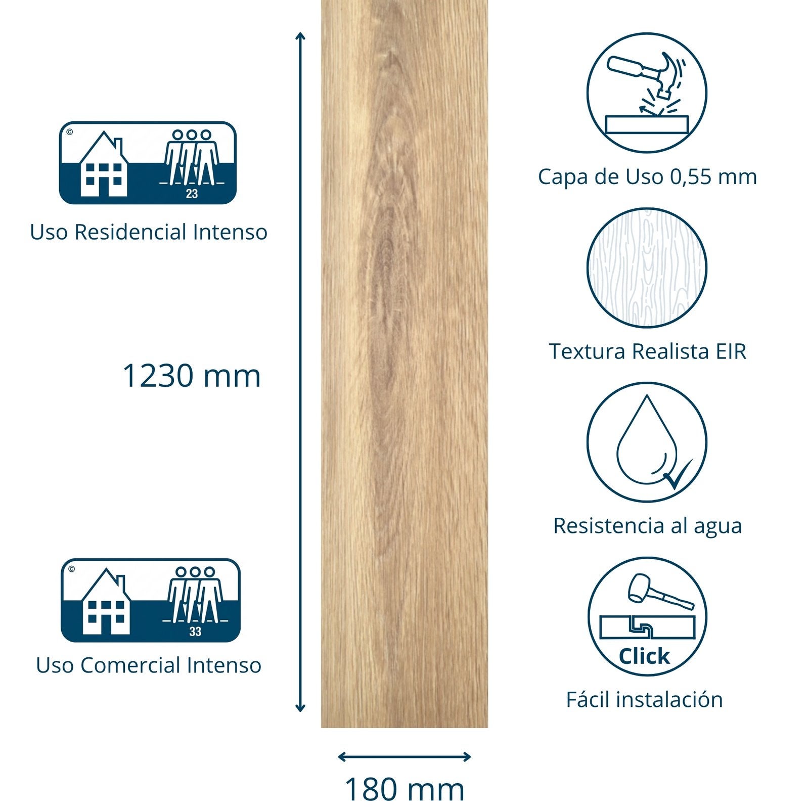 Suelo vinílico SPC clic Extrem 5 mm efecto madera Roble Natural ISOVEX (2,21 m²) - 2