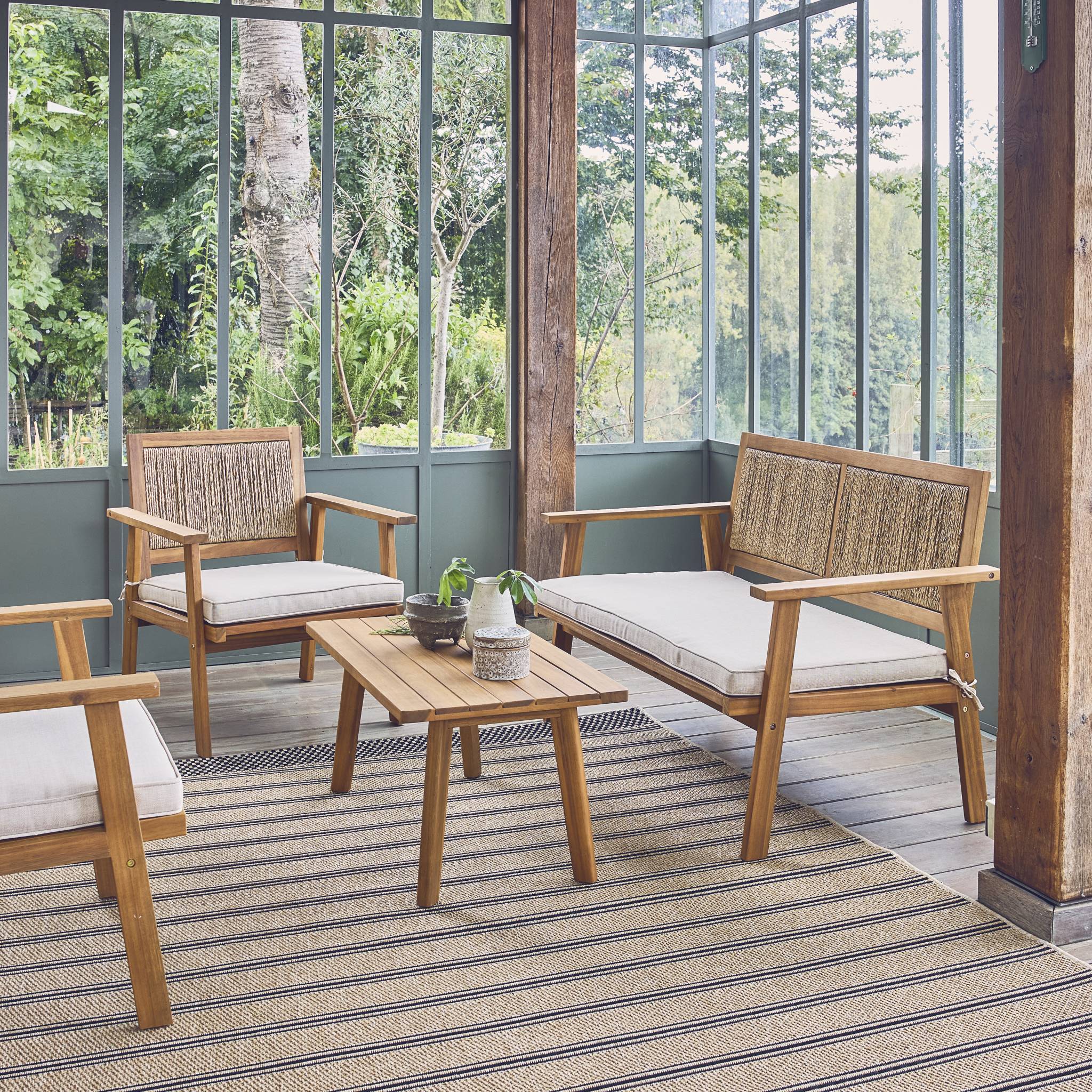 Salon de jardin en Bois Beige 4 personnes - 3