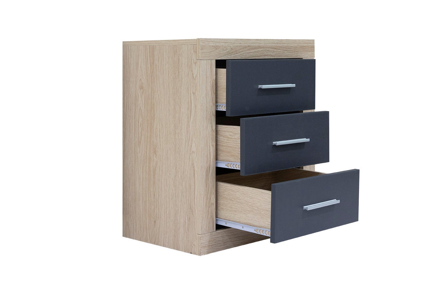 Mesita de Noche Kiara 3 Cajones Cambria y Blanco 50x60 cm - 5