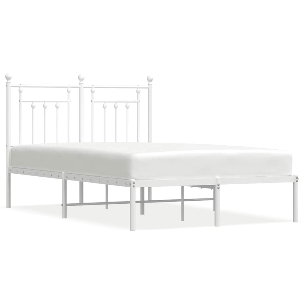Łóżko Białe Metalowe Rama Łóżka Ze Stelażem Do Sypialni Pokoju 120x200 cm