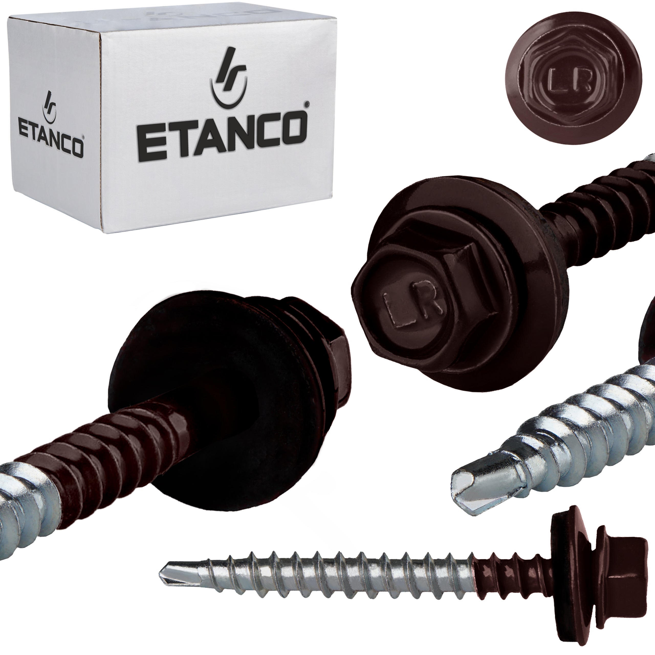 Wkręty farmerskie Etanco GTF2 Z14 4,8x50 mm RAL 8017 samowiercące 100szt