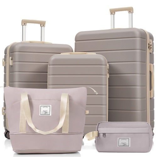 Set de Valijas ABS piezas (M-L-XL), ruedas, baño, rosa marrón