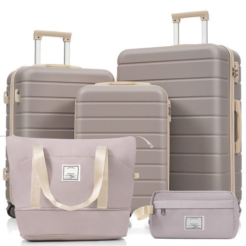 Set de Valijas ABS piezas (M-L-XL), ruedas, baño, rosa marrón