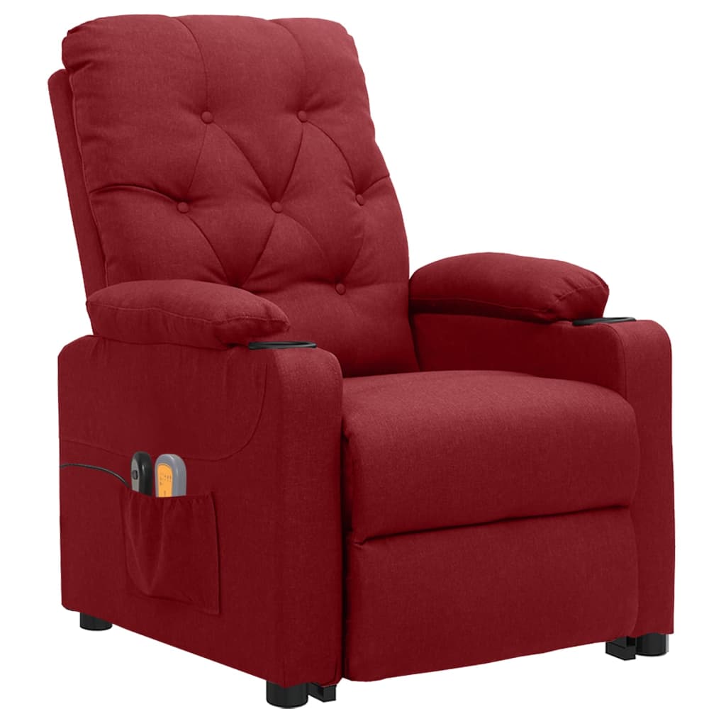 Sillón de salón | silla de relax | sillón de masaje elevable tela rojo tinto cfw47034