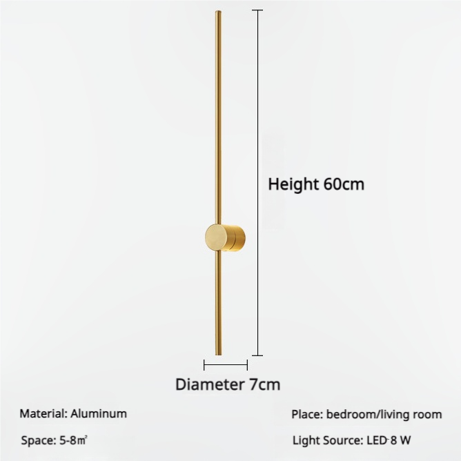 Kinkiet LED 60 cm, obrotowy lampka nocna 350°, dekoracyjne oświetlenie wewnętrzne, 3 regulowane temperatury barwowe, złoty - 5