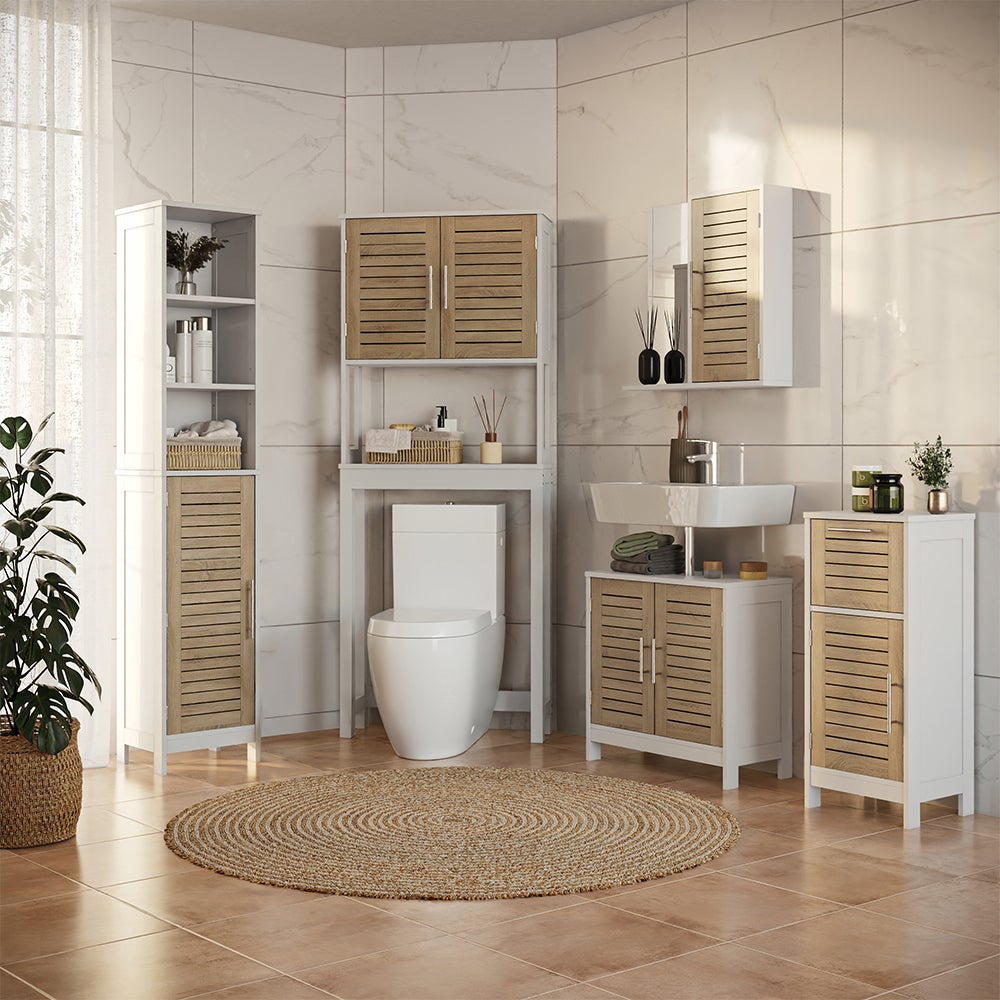 Vicco Szafka pod umywalkę Looma, Biały/dąb, 60 x 60 cm z 2 zamkniętymi przedziałami - 6