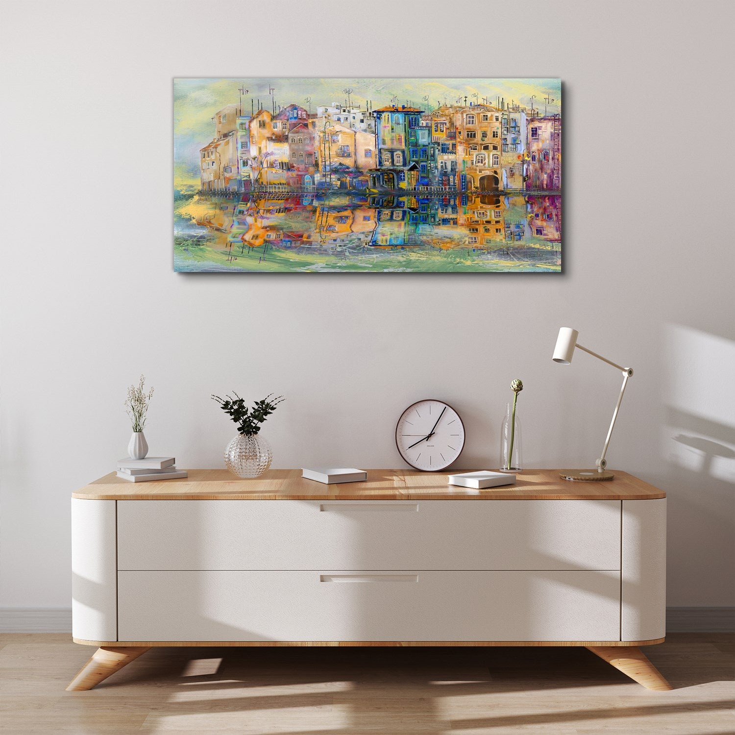 Tableau sur Toile 100x50 cm Tulup – Impression Murale, Idéal pour Salon et Chambre – Ville sur l'eau - 4