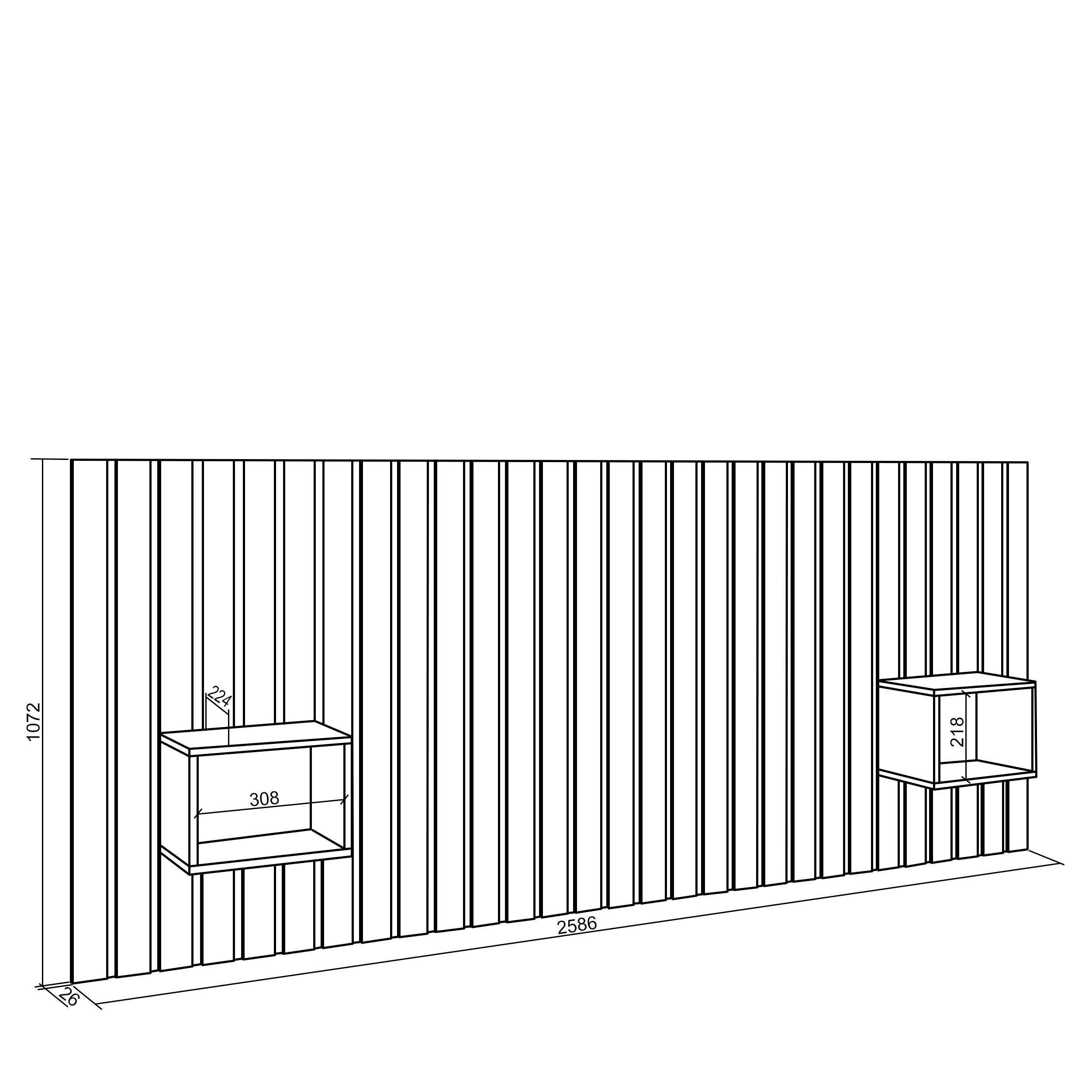 Tête de lit, 258x3x107cm, Lit de 150,160,180cm, Panneaux Muraux, Chêne - 5
