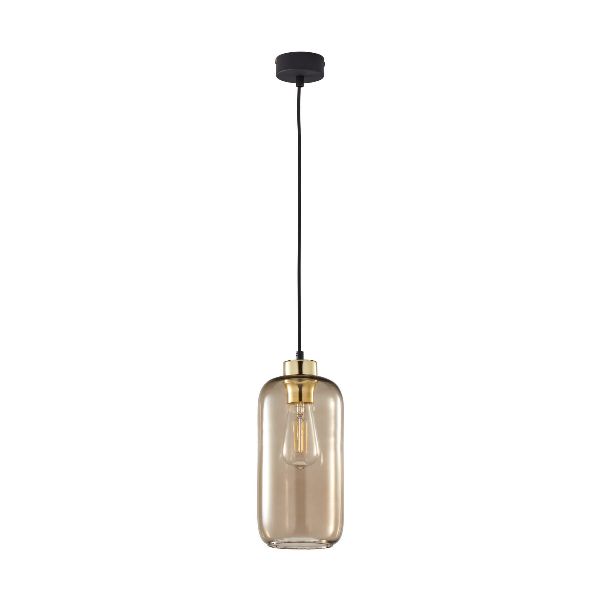 Lampa sufitowa wisząca Marco czarno-brązowa 1xE27x15W wym: 178 x 14 x 14 cm szkło TK Lighting
