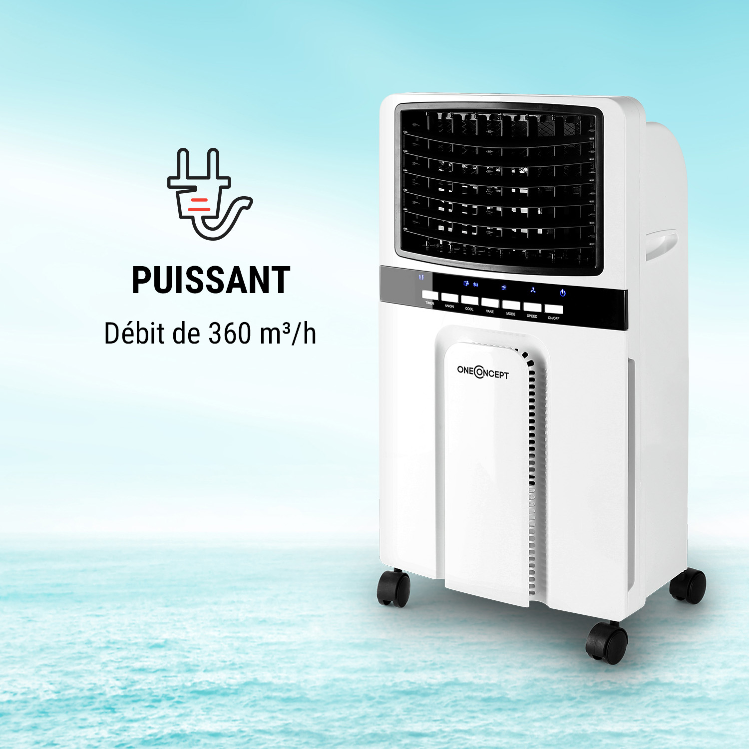 OneConcept Baltic Blue 3-en-1 Rafraîchisseur d'air ventilateur humificateur - télécommande - 3