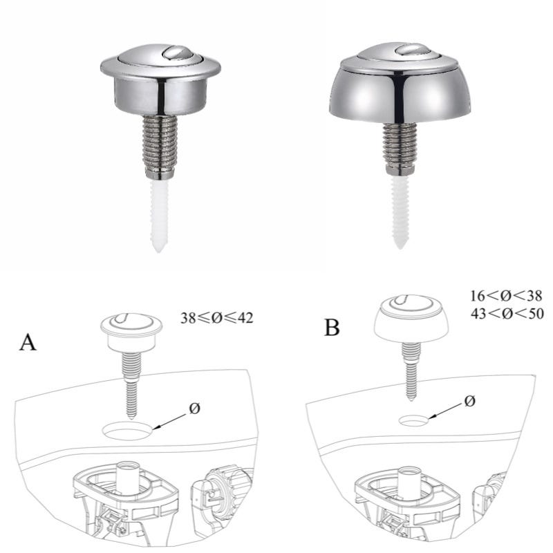 Pulsante Sciacquone Per Valvola Optima 49 - Doppio Scarico Per WC Twyford E Vitra, Diametro 48mm - Foto 7