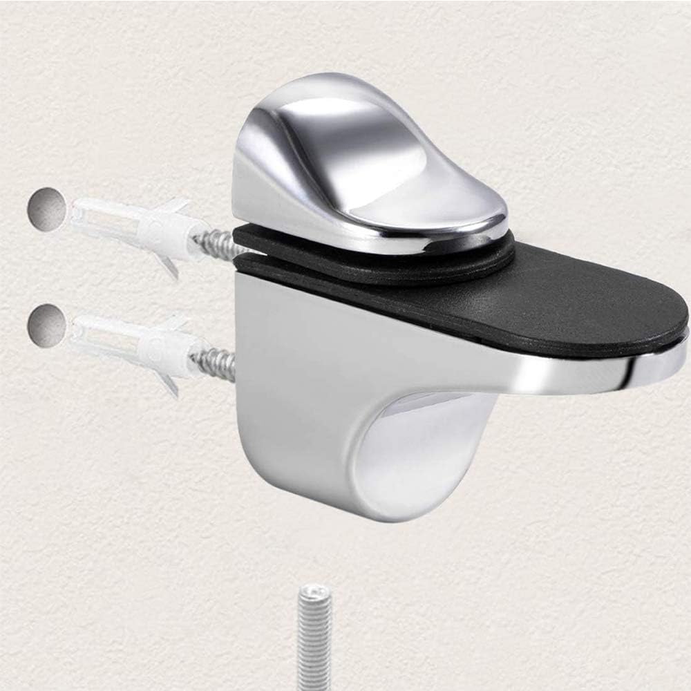 Set di 4 supporti per mensole in vetro, clip per vetro regolabili in lega di zinco massiccio, clip da parete in acciaio cromato, adatte per mensole c - 4