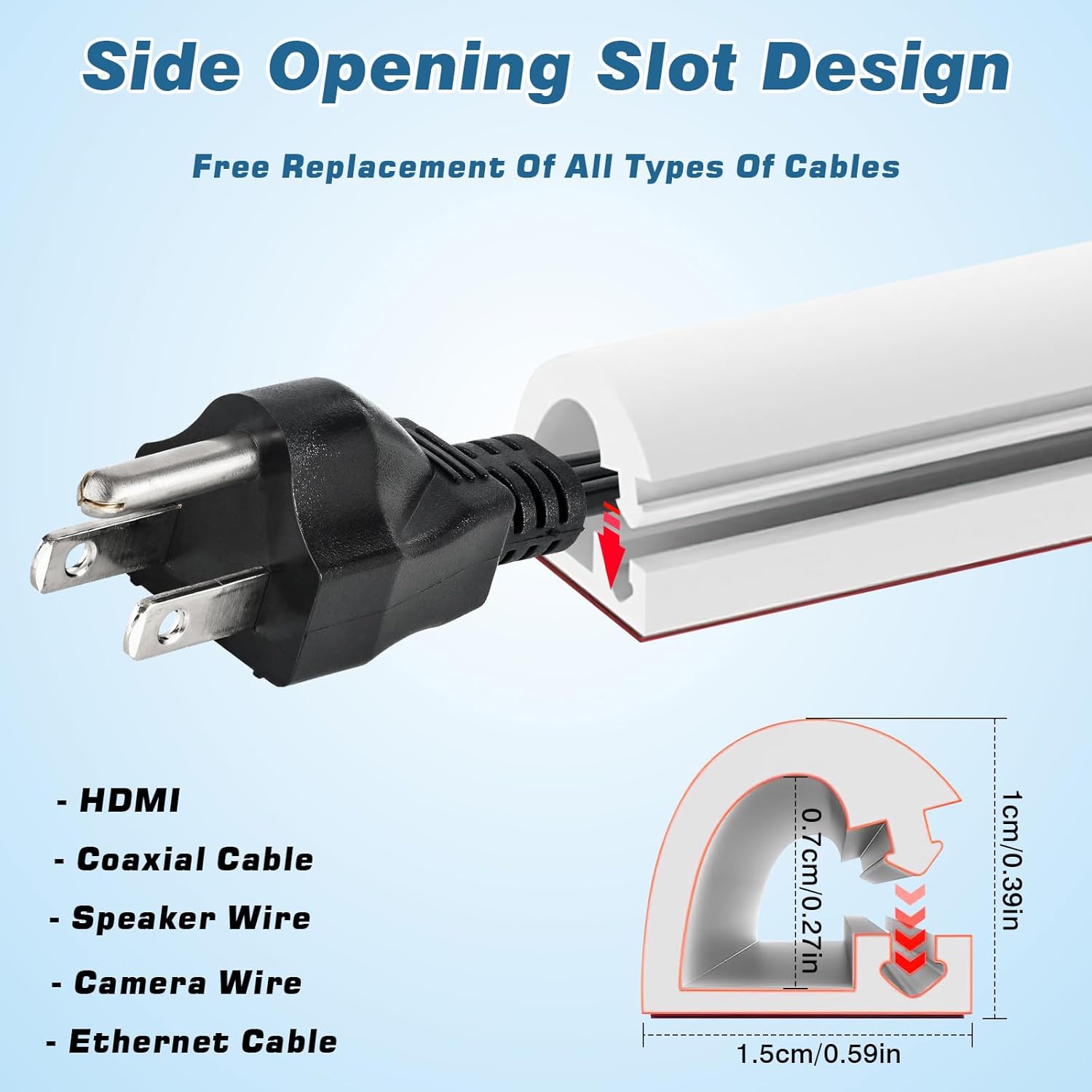 3 Mètres 14mm (W) x 10mm (H) de Goulotte Passe Cables Auto-adhésif Cache Cable TV Mural Demi-Rond en PVC Souple Goulotte Electrique, Blanc Cache Cable - 2