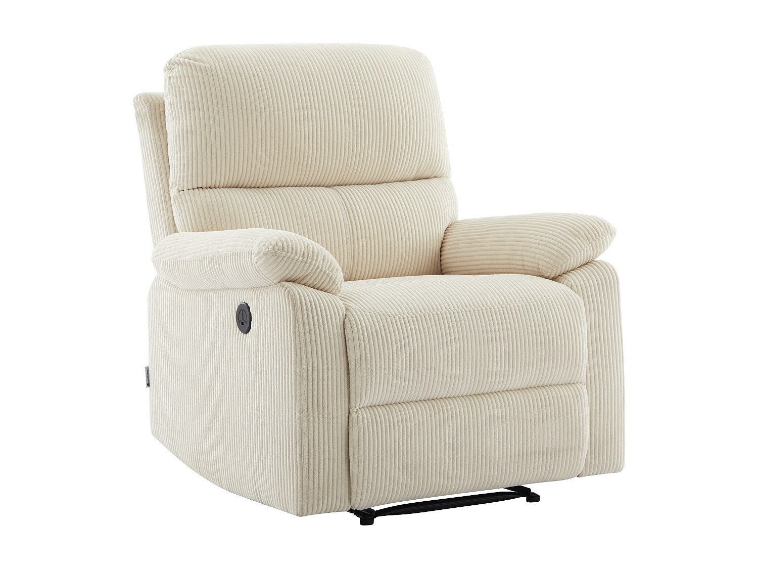 Fauteuil relax électrique en velours côtelé beige LUNANO - 3
