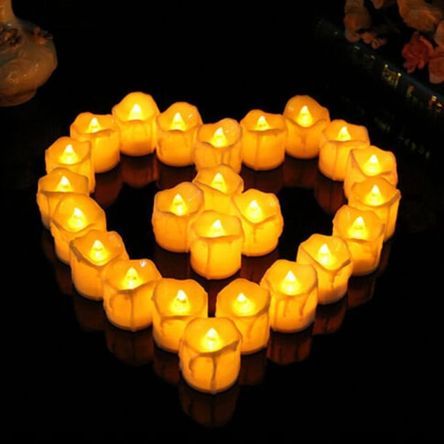 Lot de 12 bougies LED scintillantes sans flamme pour décoration de mariage, d'anniversaire ou de Noël - Lumière chaude (lot de 2)