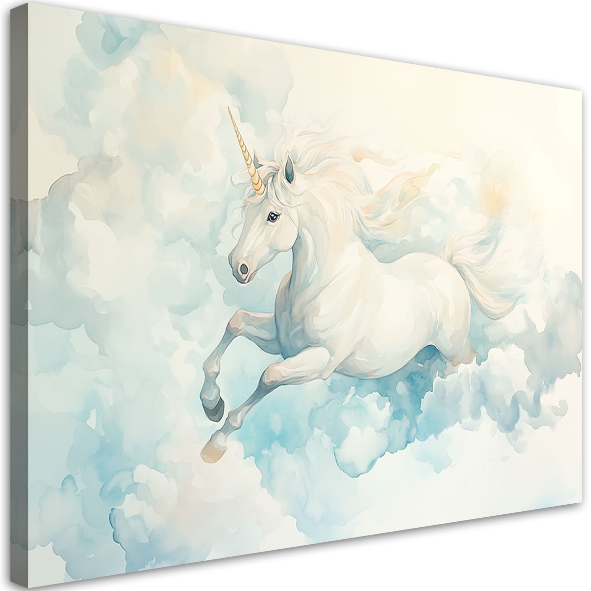 Obraz do pokoju dziecka, Jednorożec w błękitnych chmurach 60x40