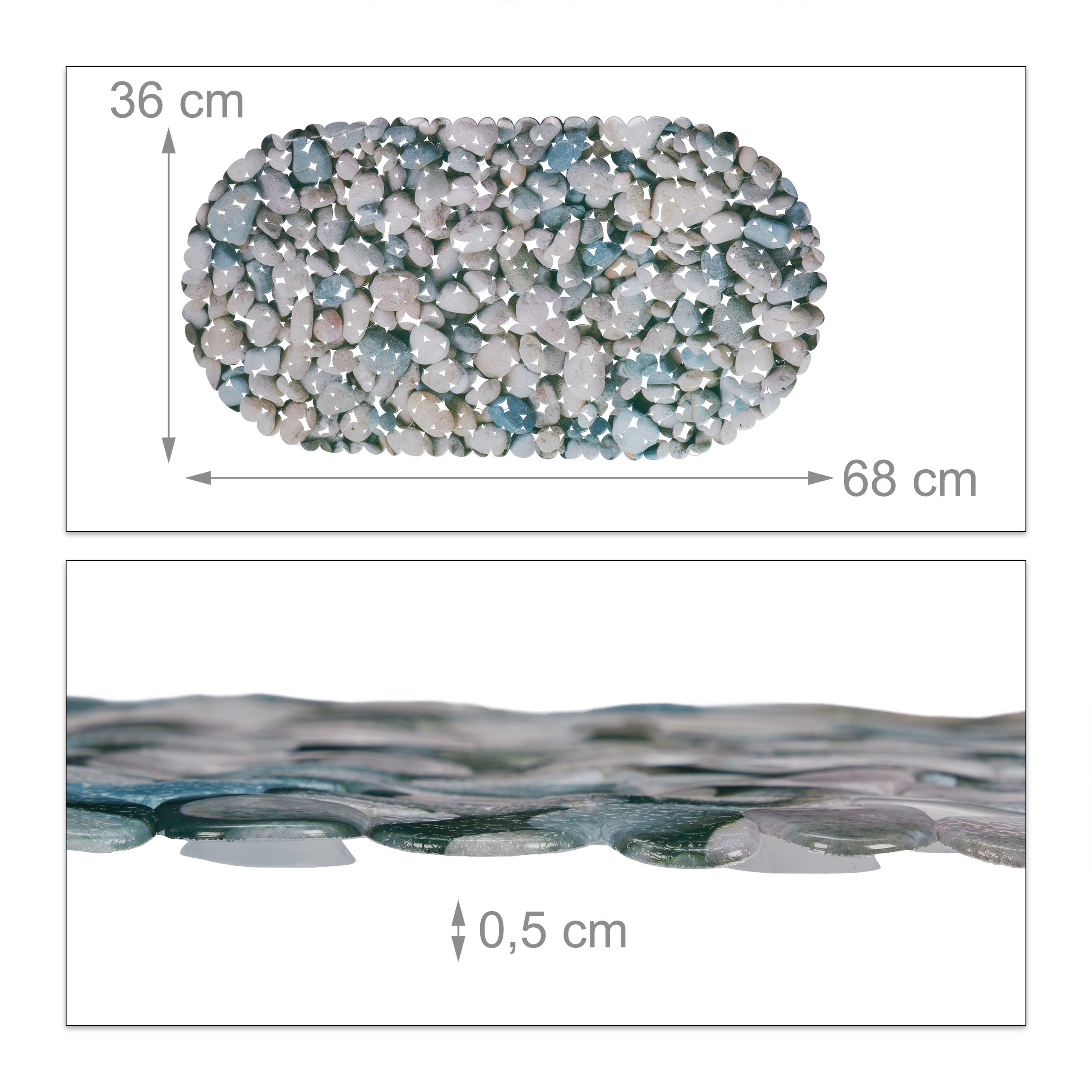 Tapis de bain pour baignoire aspect pierre antidérapant avec ventouses lavable 36 x 68 cm, Relaxdays - 4