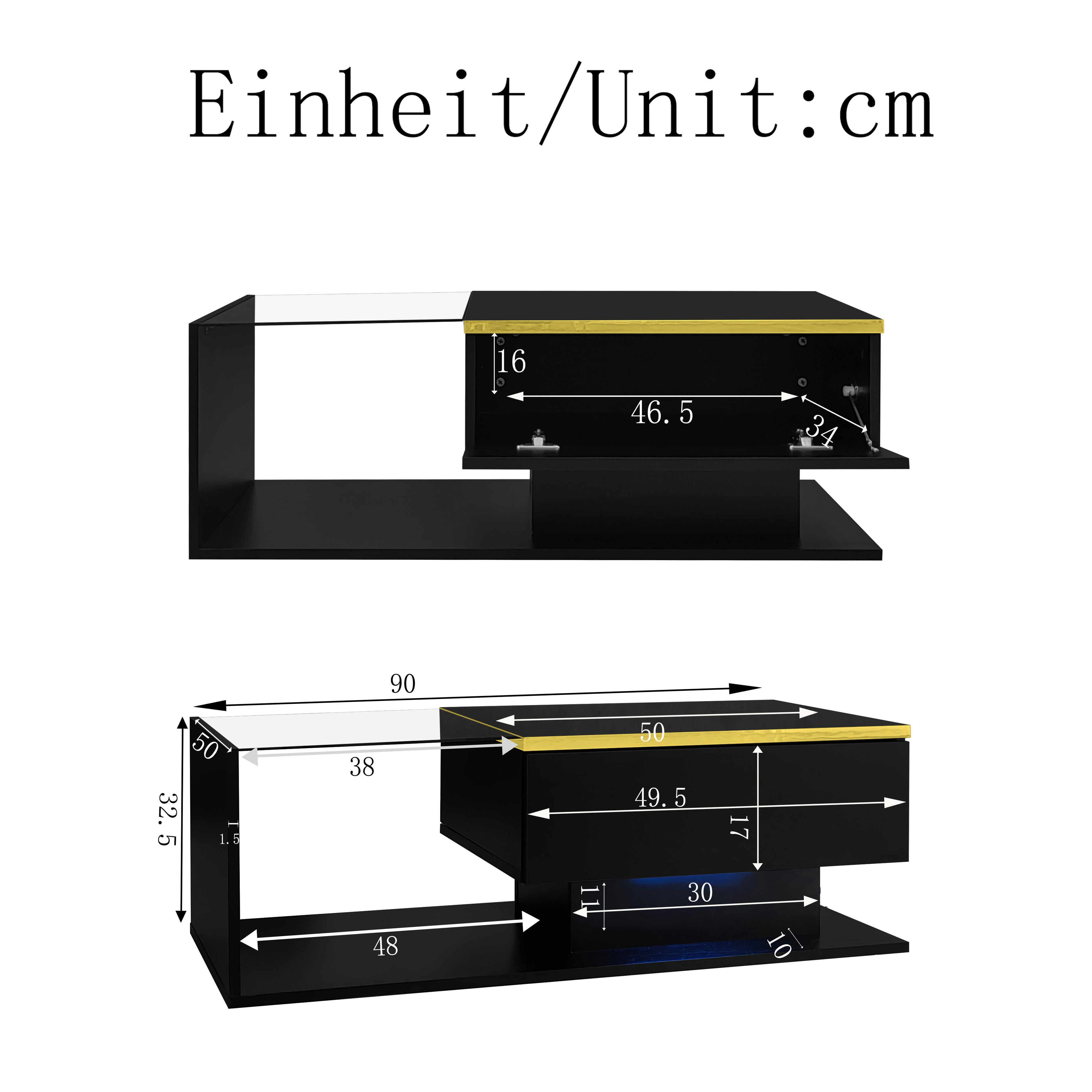 Nowoczesny szklany stolik kawowy z oświetleniem LED - płyta wiórowa - czarny - 5