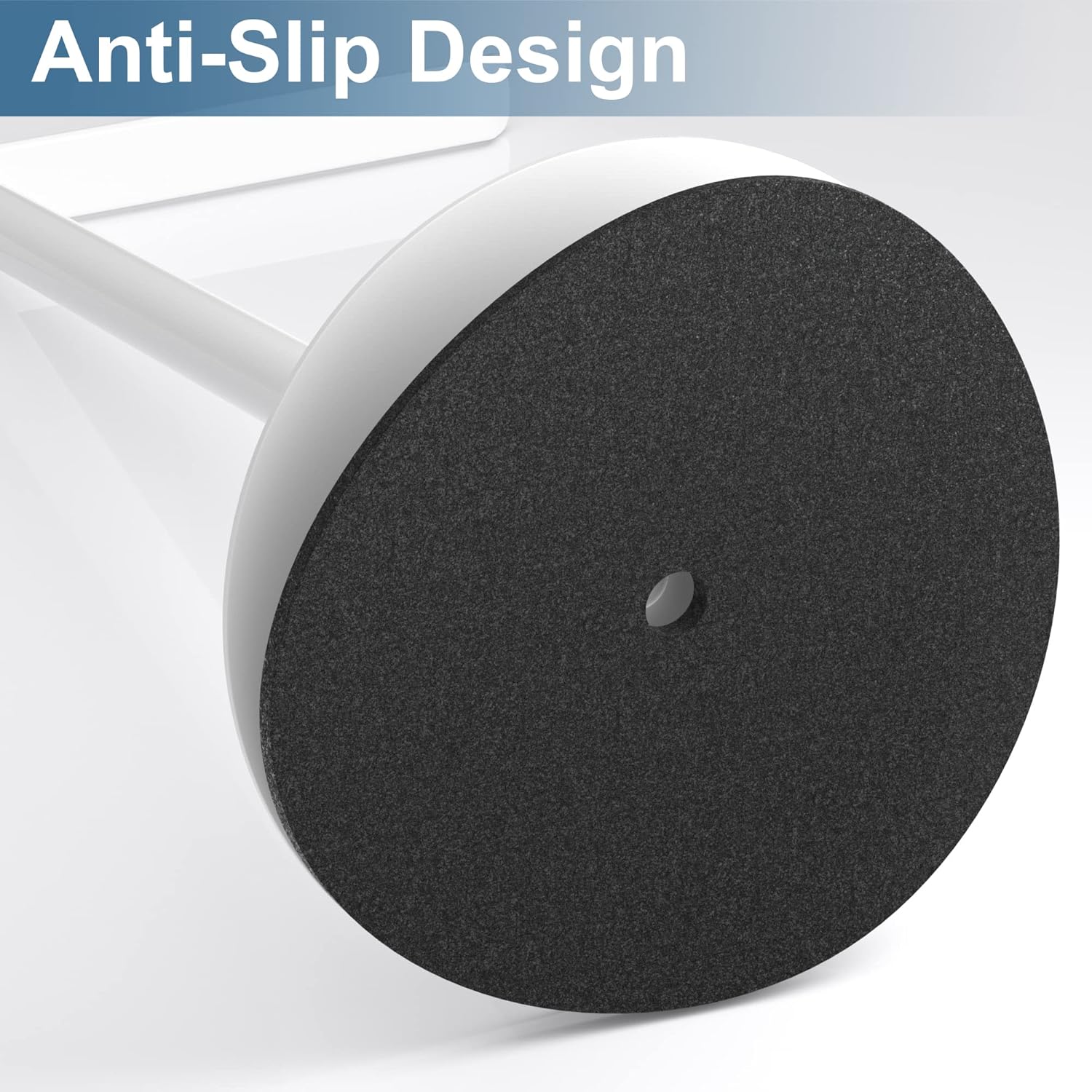 Portasciugamani bianco con base rotonda, largo 27 cm e alto 30 cm, pensato per essere appoggiato sul piano del bagno. - 4