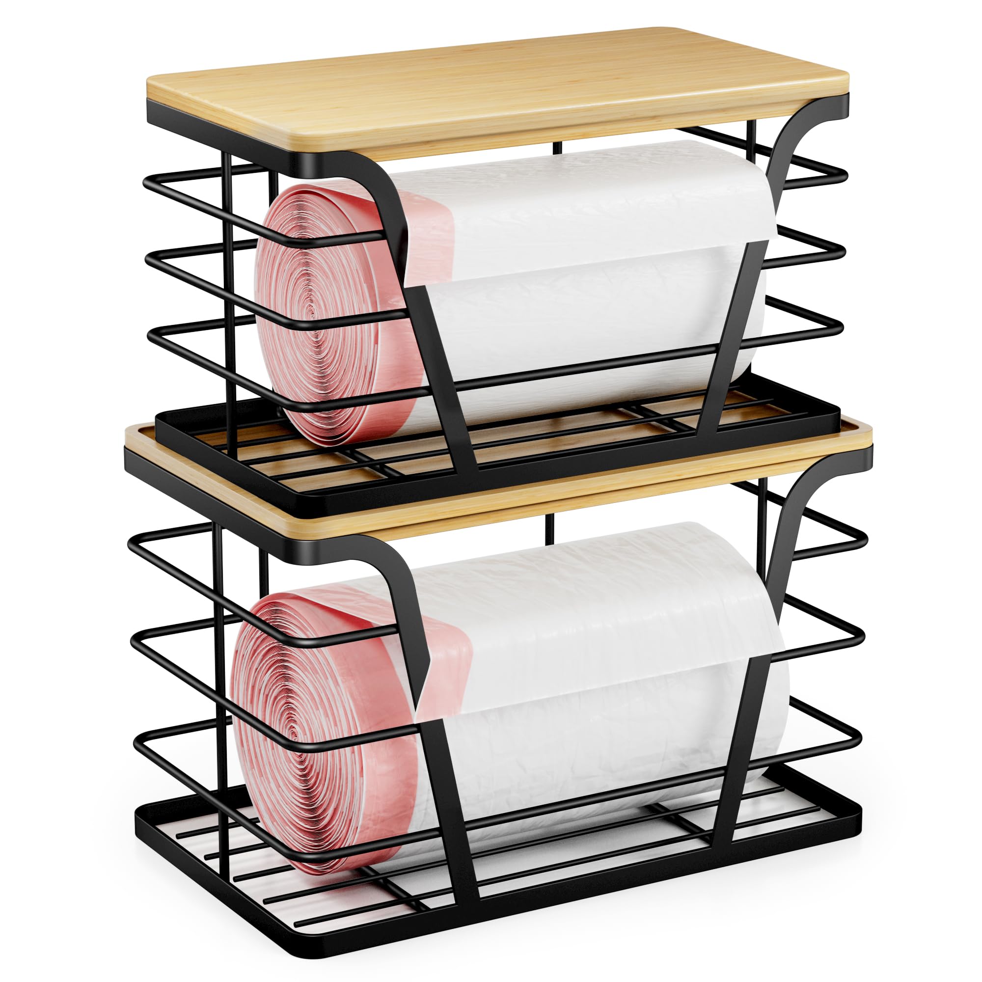 Lot De 4 Supports Muraux Sacs Poubelle - Organisateur Cuisine Rangement Blanc - Système Pratique Sans Perçage