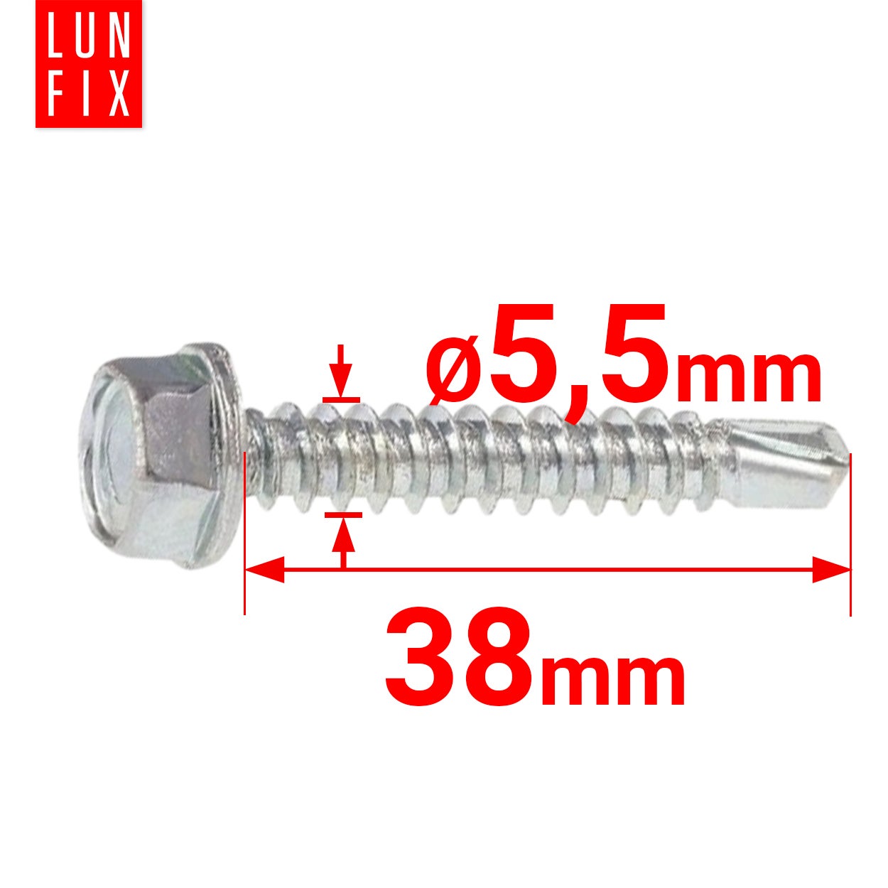 Wkręty do metalu samowiercące z łbem na klucz 5,5x38mm 50szt. - 2