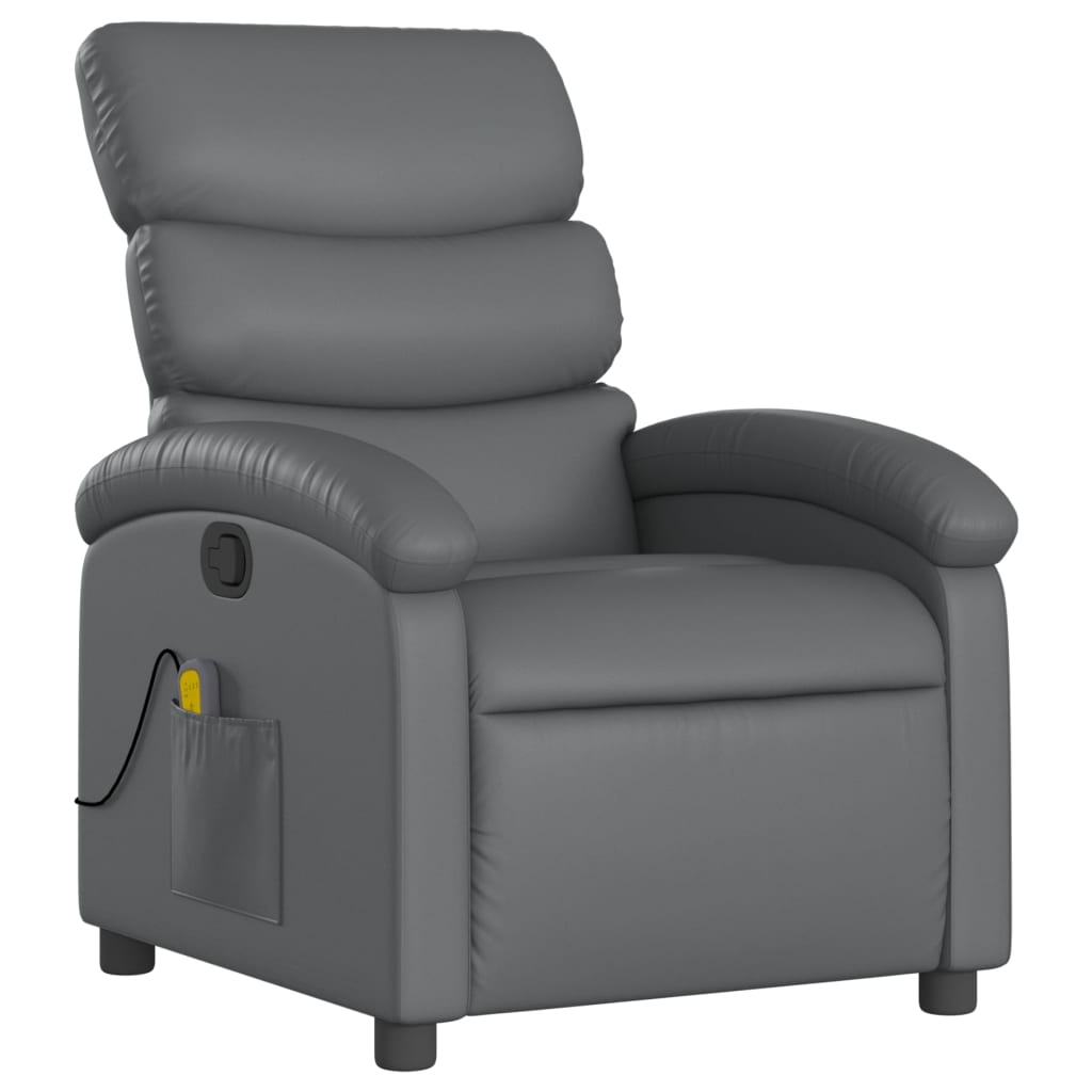 Fauteuil de Salon，Chaise，Fauteuil de massage inclinable gris similicuir - 3