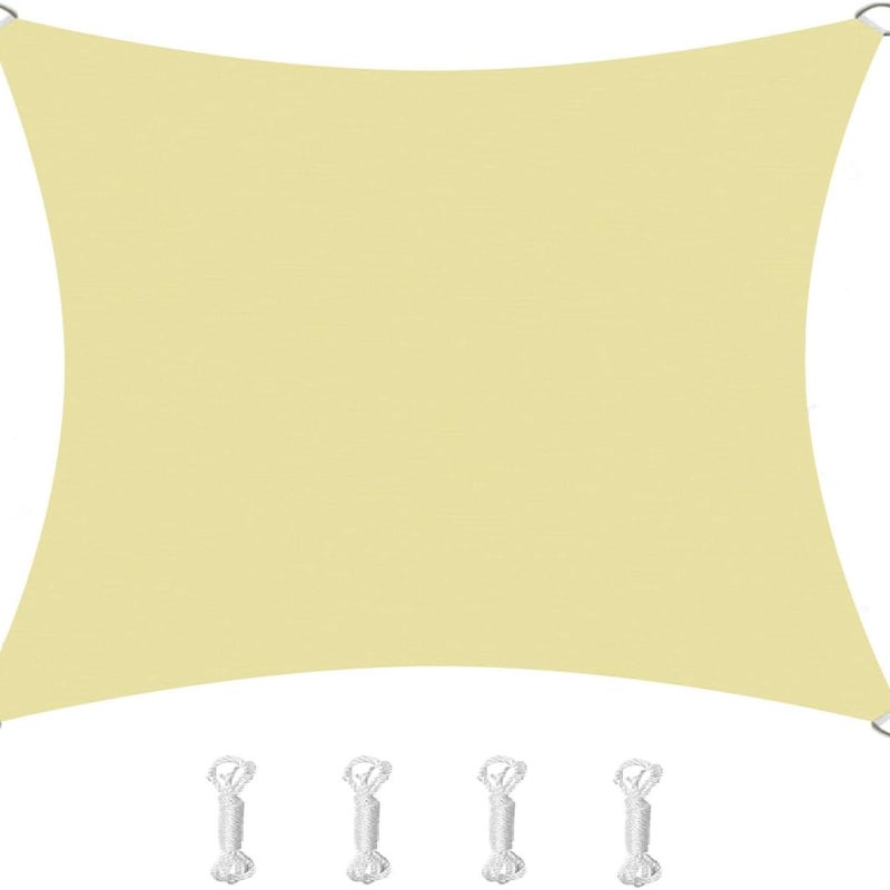 Żagiel przeciwsłoneczny kwadratowy, wodoodporny, wiatroodporny, odporny na promieniowanie UV, odpowiedni na podwórko, do ogrodu, na taras, 2x2 m, beż