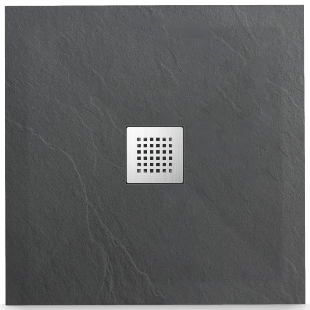 Balneo Brodzik Prysznicowy Antypoślizgowy kwadratowy Kompozytowy ciemnoszary Niski 80x80 cm