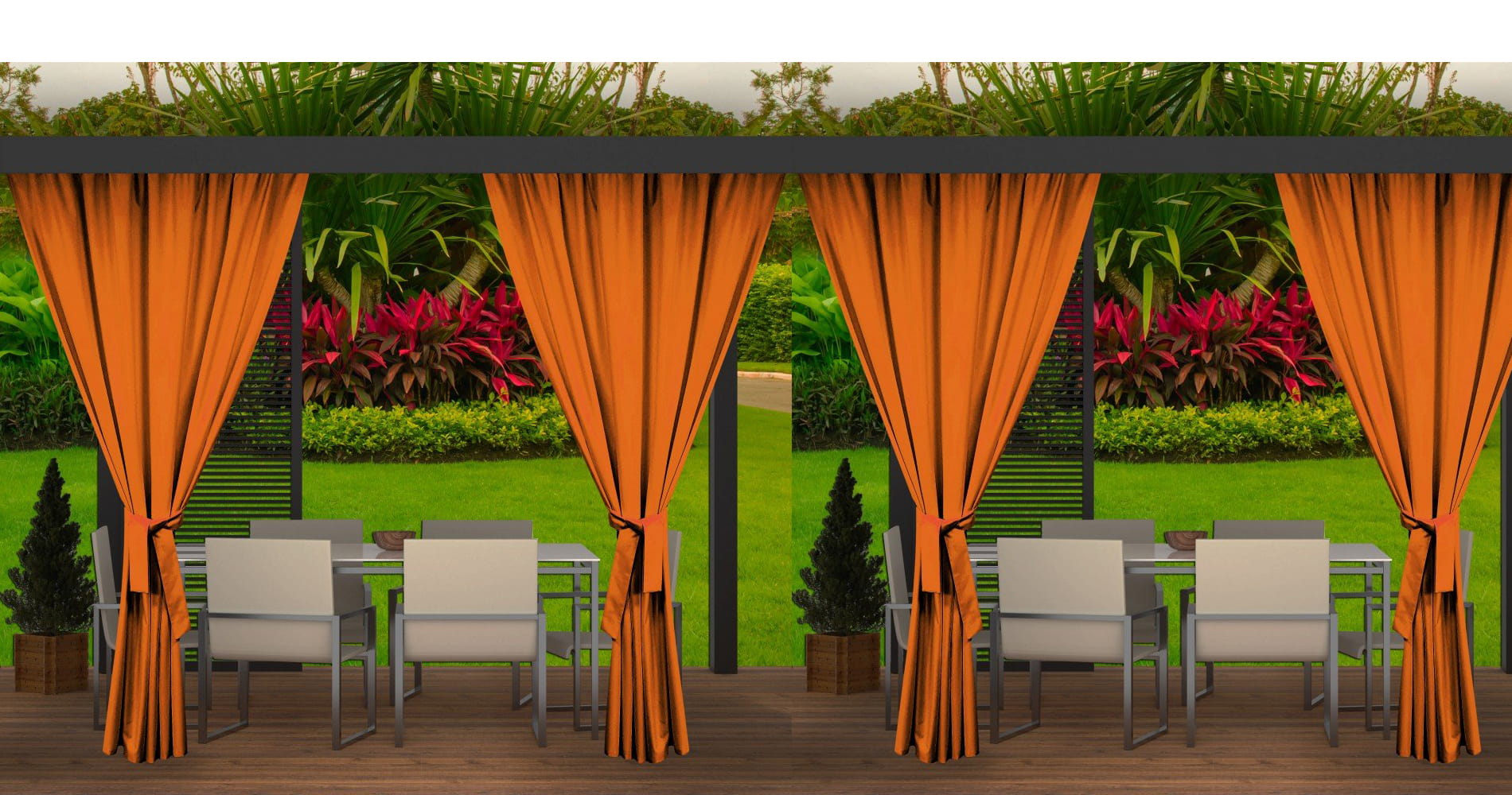 Cortinas de exterior 4x 155x200cm, cortina de pérgola impermeable, cortinas de exterior naranja, cortina de exterior para terraza, cortina para balcón