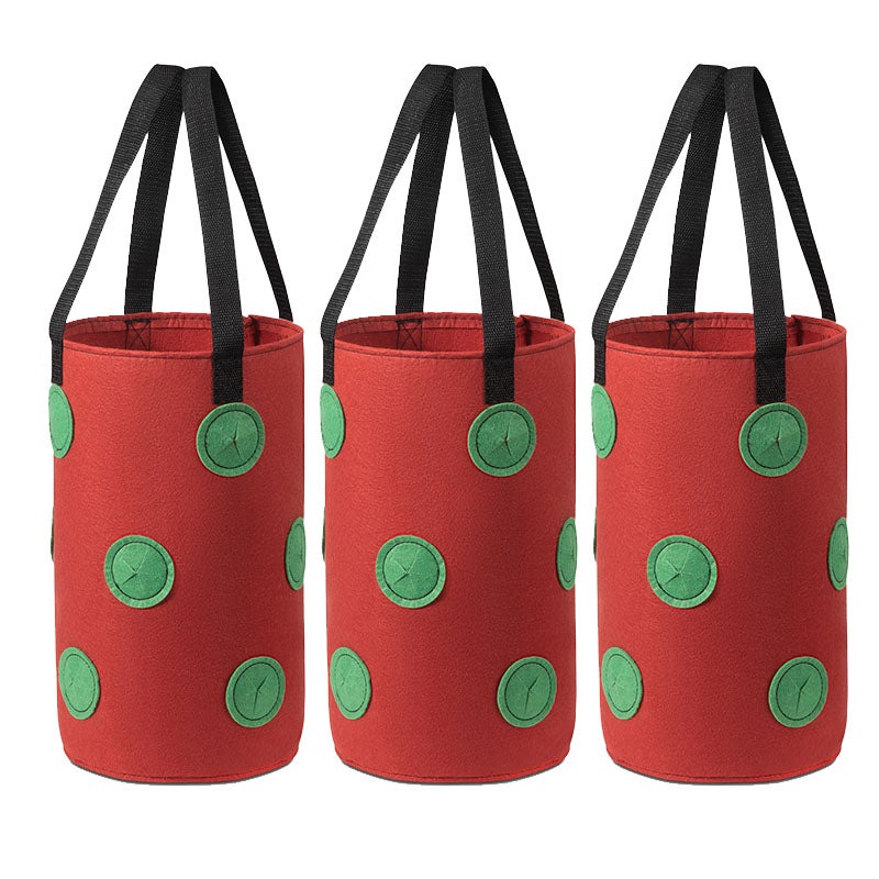 Wieloportowa torba do uprawy truskawek, wiszący kosz na rośliny z 12 otworami, torba do uprawy roślin (czerwono-zielone kropki)