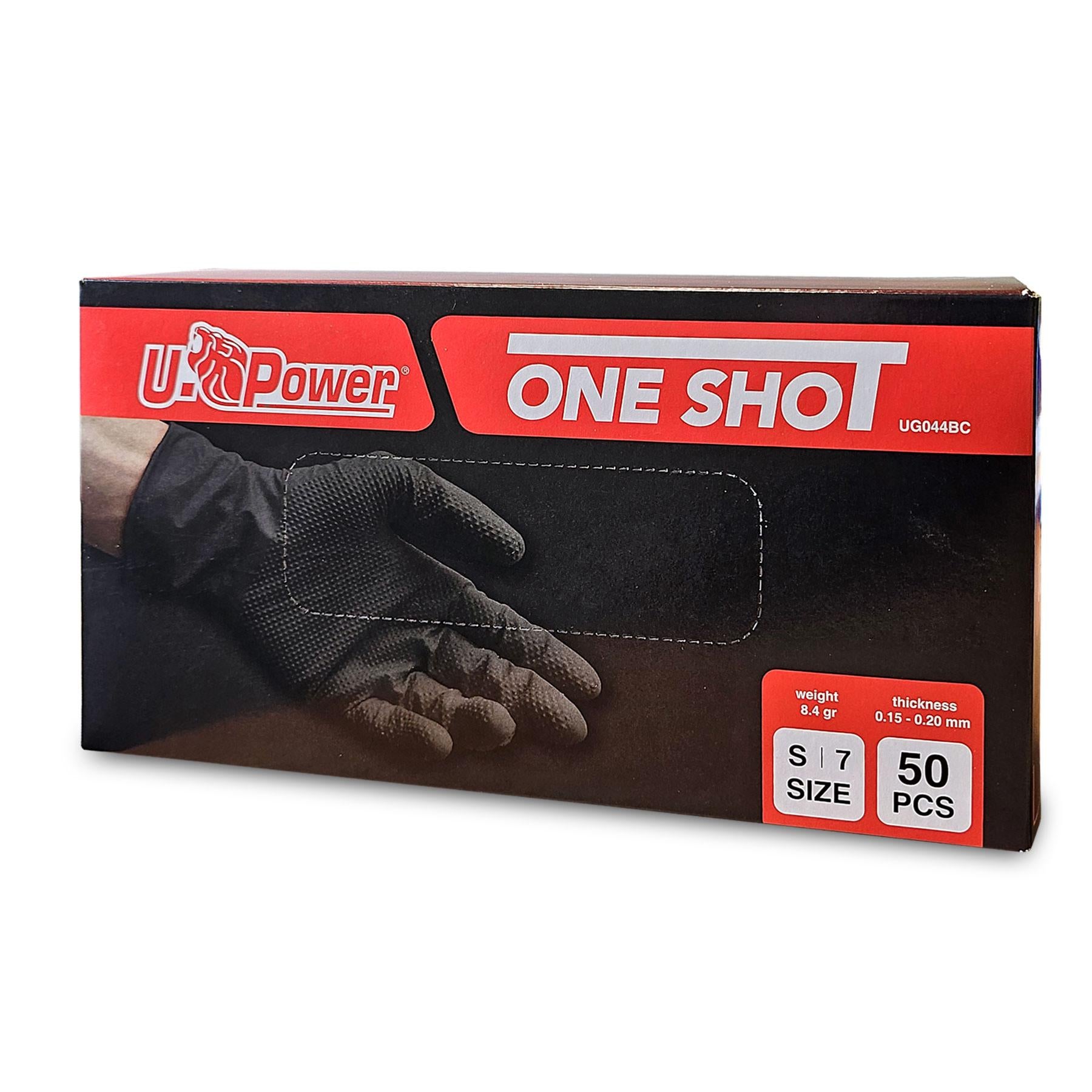 GANTS NITRILE JETABLES NOIR TEXTURE DIAMANTÉE 8g U-POWER - 50 PIECES - 7 - 2