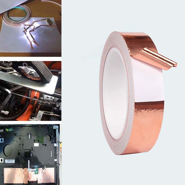 1pc Ruban cuivre autocollant, simple face, conducteur, 10mm x 25m, blindage EMI, facile à déchirer, ruban sol, cuivre conducteur industriel