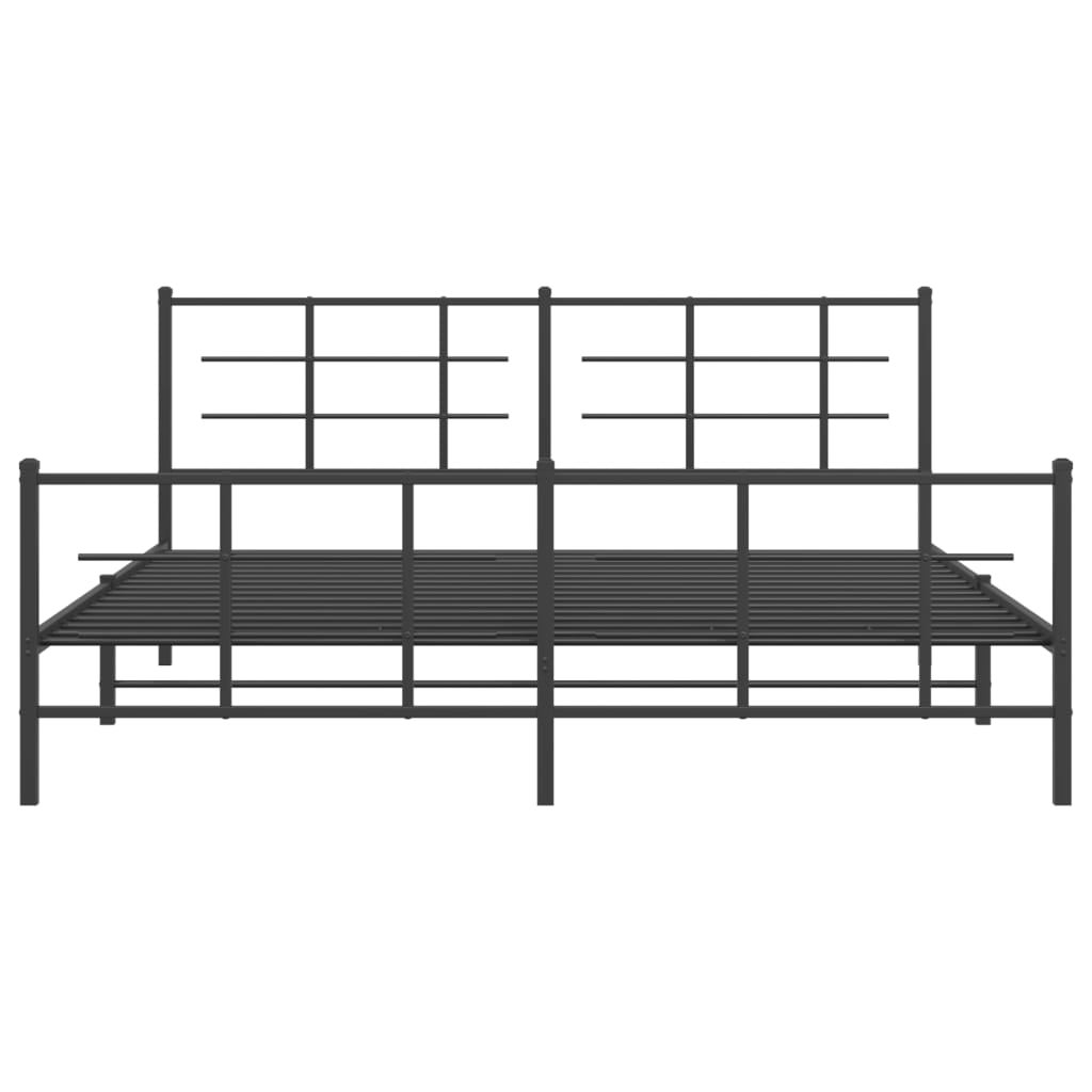 Estructura de cama sin colchón con estribo, de metal negro, para dormitorio, 183 × 213 cm - 5