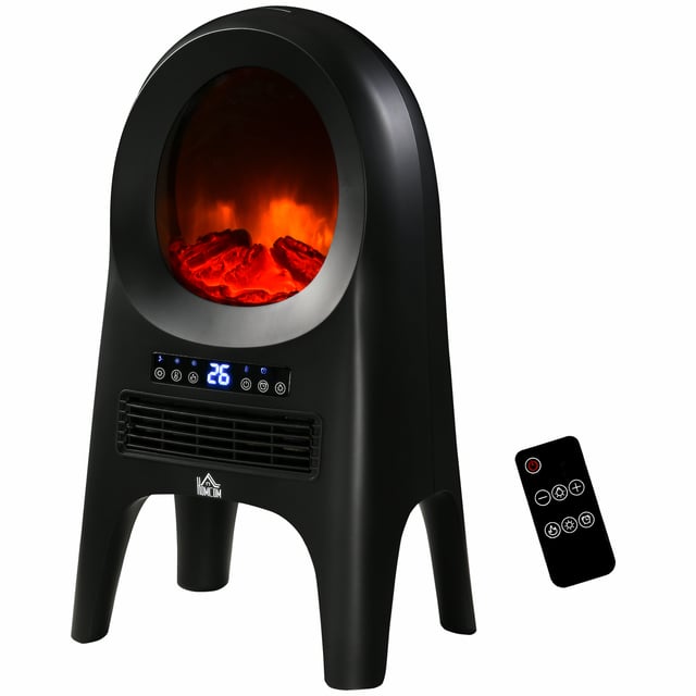 HOMCOM Termoventilatore a 3 Modalità di Riscaldamento con Temperatura Regolabile e Telecomando, in ABS, 33.7x25.5x60.4 cm, Nero