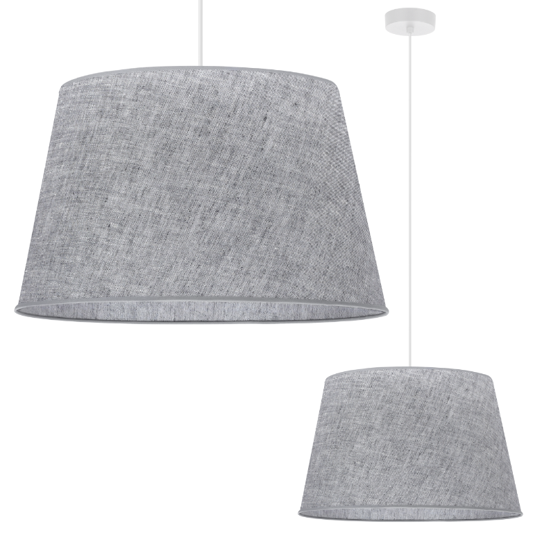 Lampa sufitowa wisząca Len L03 biała boho 1xE27 abażur stożek 44cm szara Light Home LH