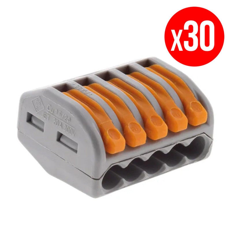 40 Mini Bornes De Connexion Rapide WAGO S221 5 Entrées - 221-415
