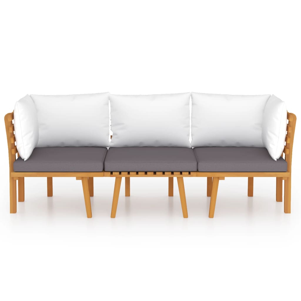 Maison Exclusive - Salon de jardin 3 pcs avec coussins Bois d'acacia massif - 3