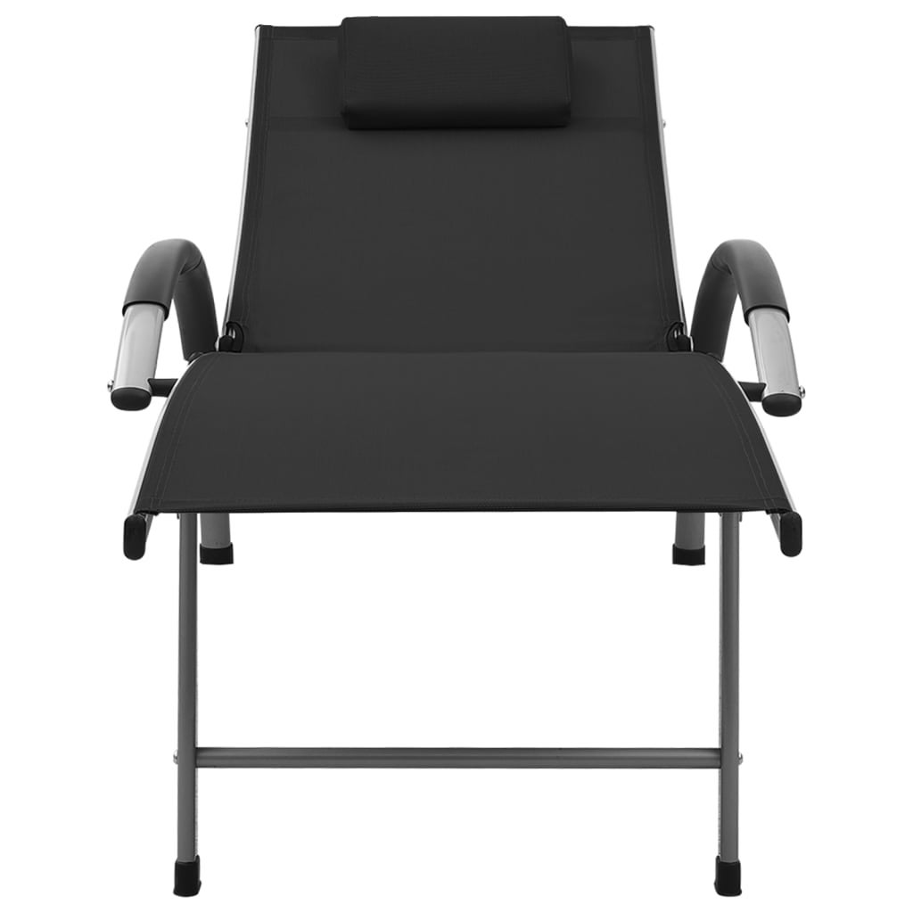 Chaise longue Textilène et aluminium Noir 2 - 2
