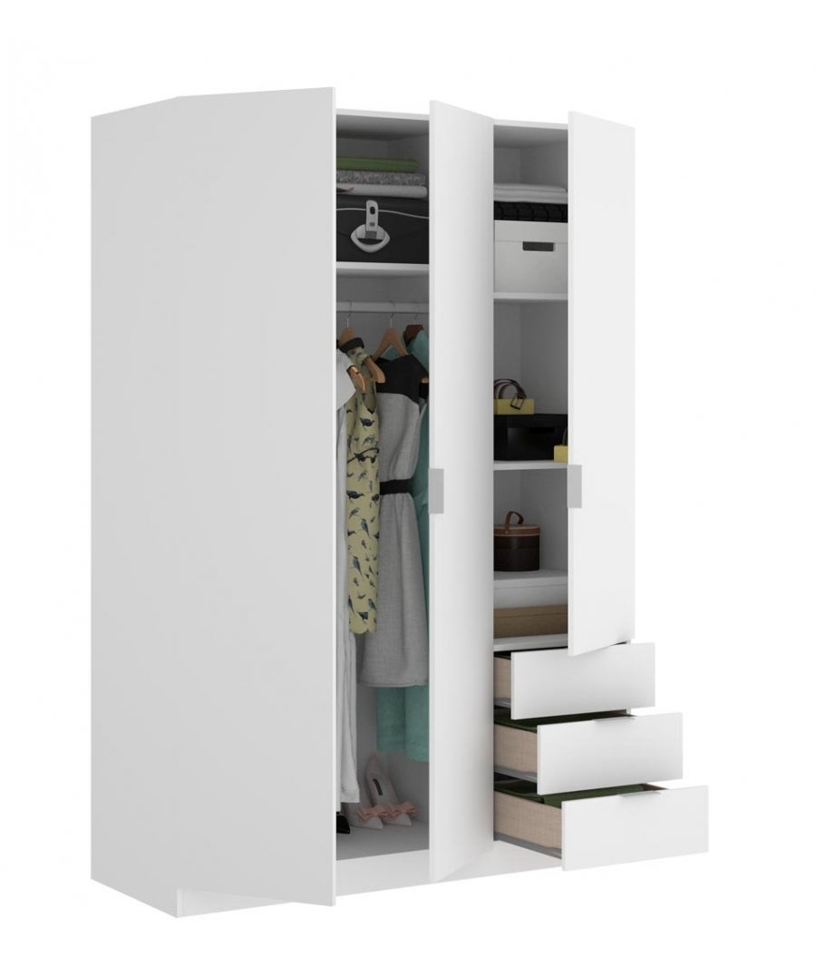 ARMADIO 3 ANTE E 3 CASSETTI NINE - Bianco -121 x 52 x 180 cm - 4
