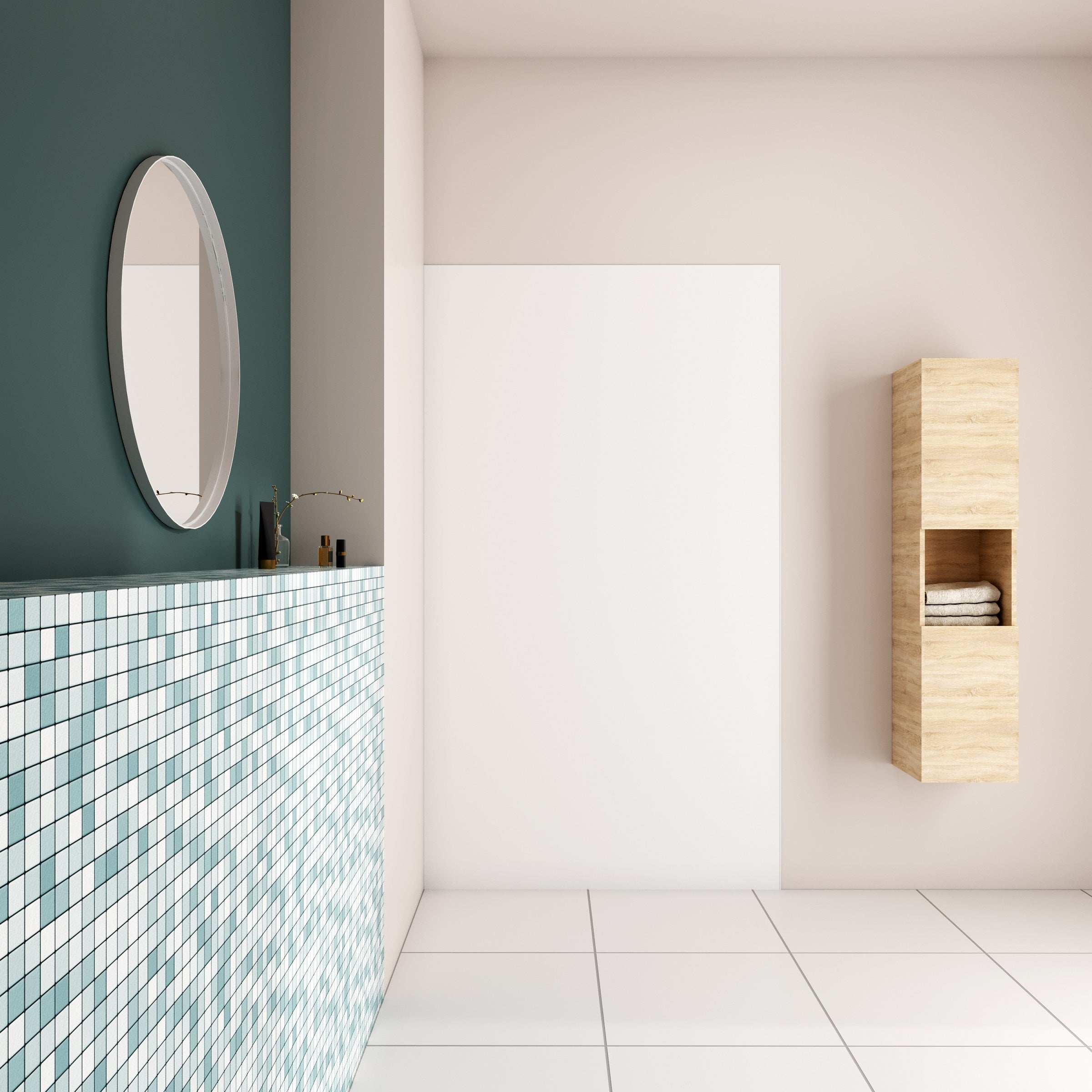 AICA Panneau mural de douche blanc 120x210cm Panneaux muraux salle de bain habillage mural aluminium - 2