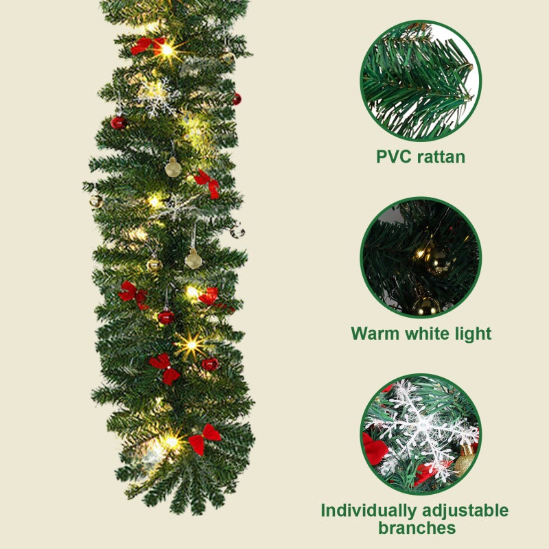 Guirlanda de Natal Guirlanda de Natal Artificial para Decoração de Porta de Lareira 5 m decorada com 100 LEDs com ornamentação com controlos remotos - 3