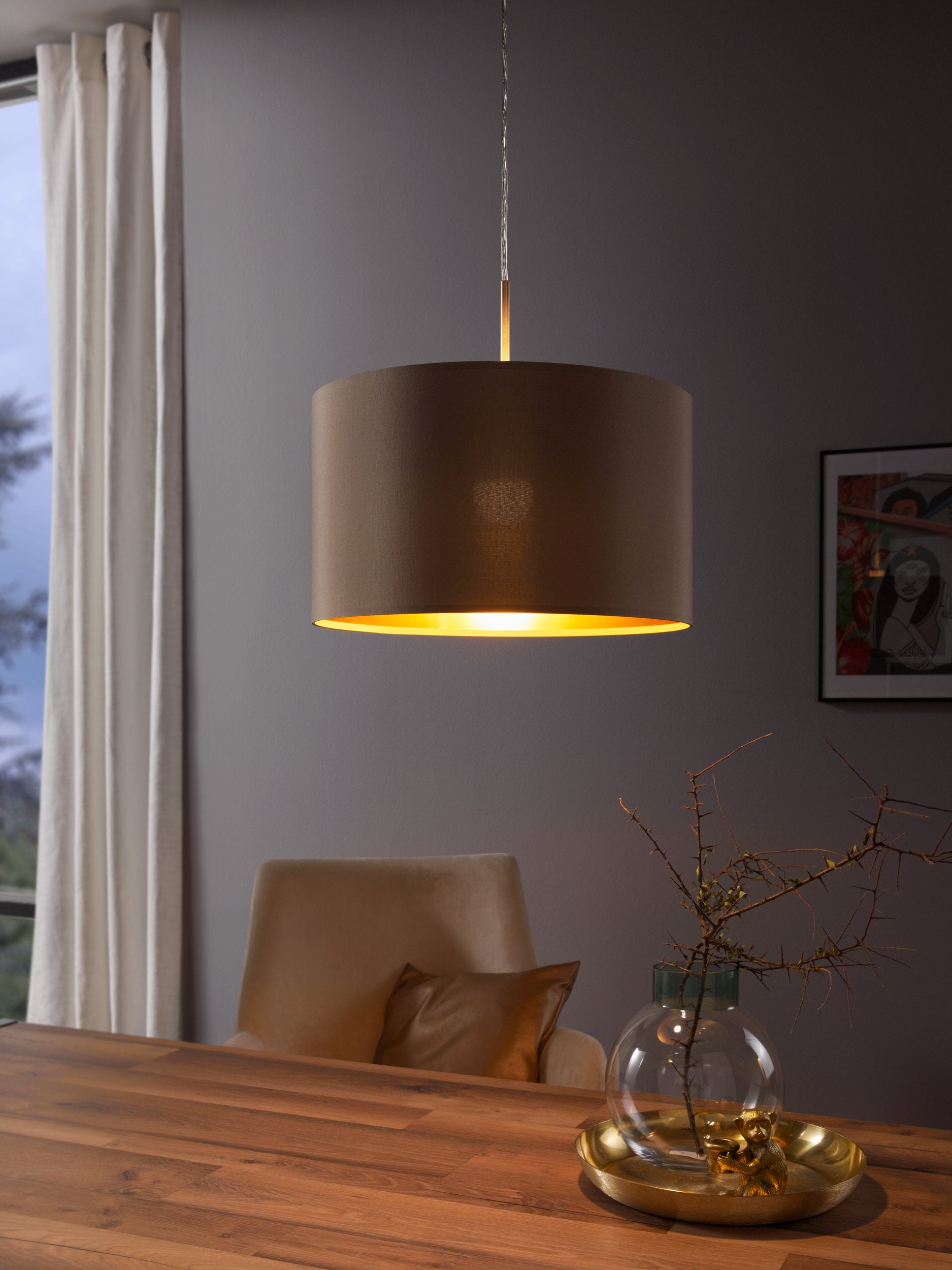 Lampa wisząca MASERLO E27 1X60W ze stali niklowanej matowo, śr. 380 mm - 2