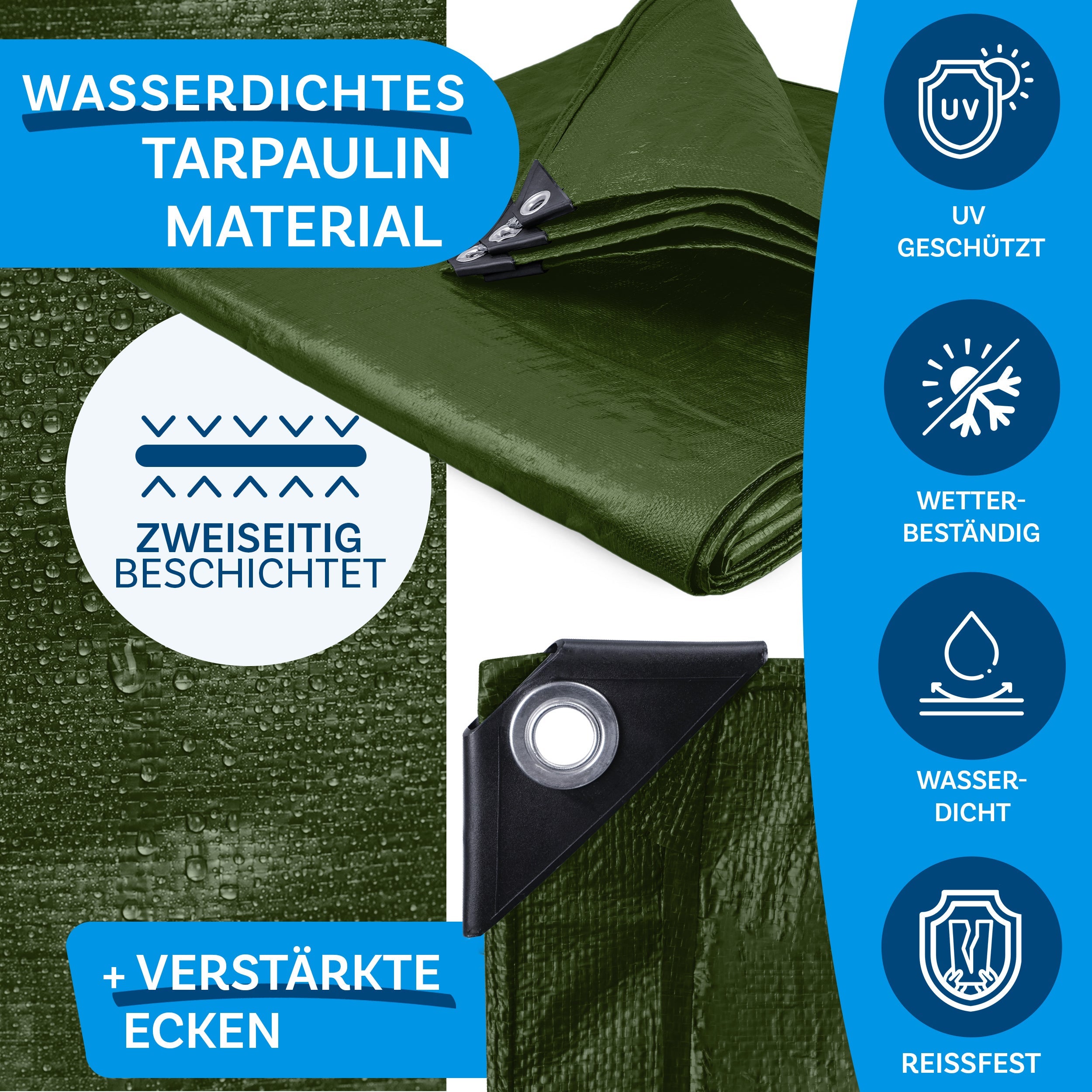 Bâche de protection imperméable 240 g/m², Vert 2 x 3 m - 2