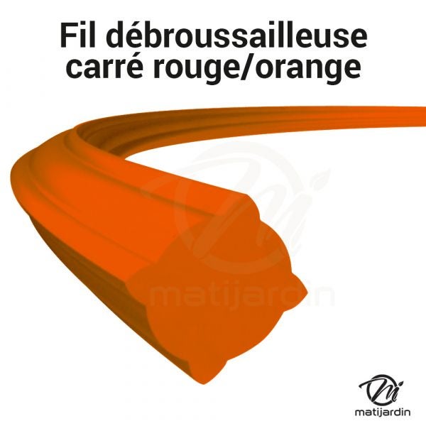 Fil débroussailleuse nylon 4 mm x 50 m carré rouge/orange bobine - 3