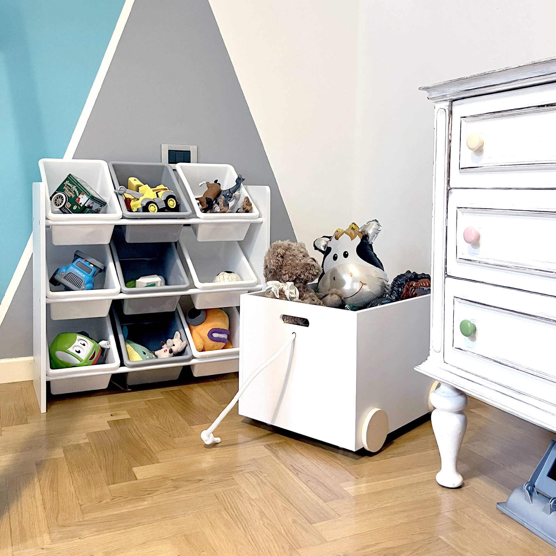 Organizador de Brinquedos Rebecca Mobili Prateleira de Quarto MDF Branco com 9 Caixas Amovíveis - 2