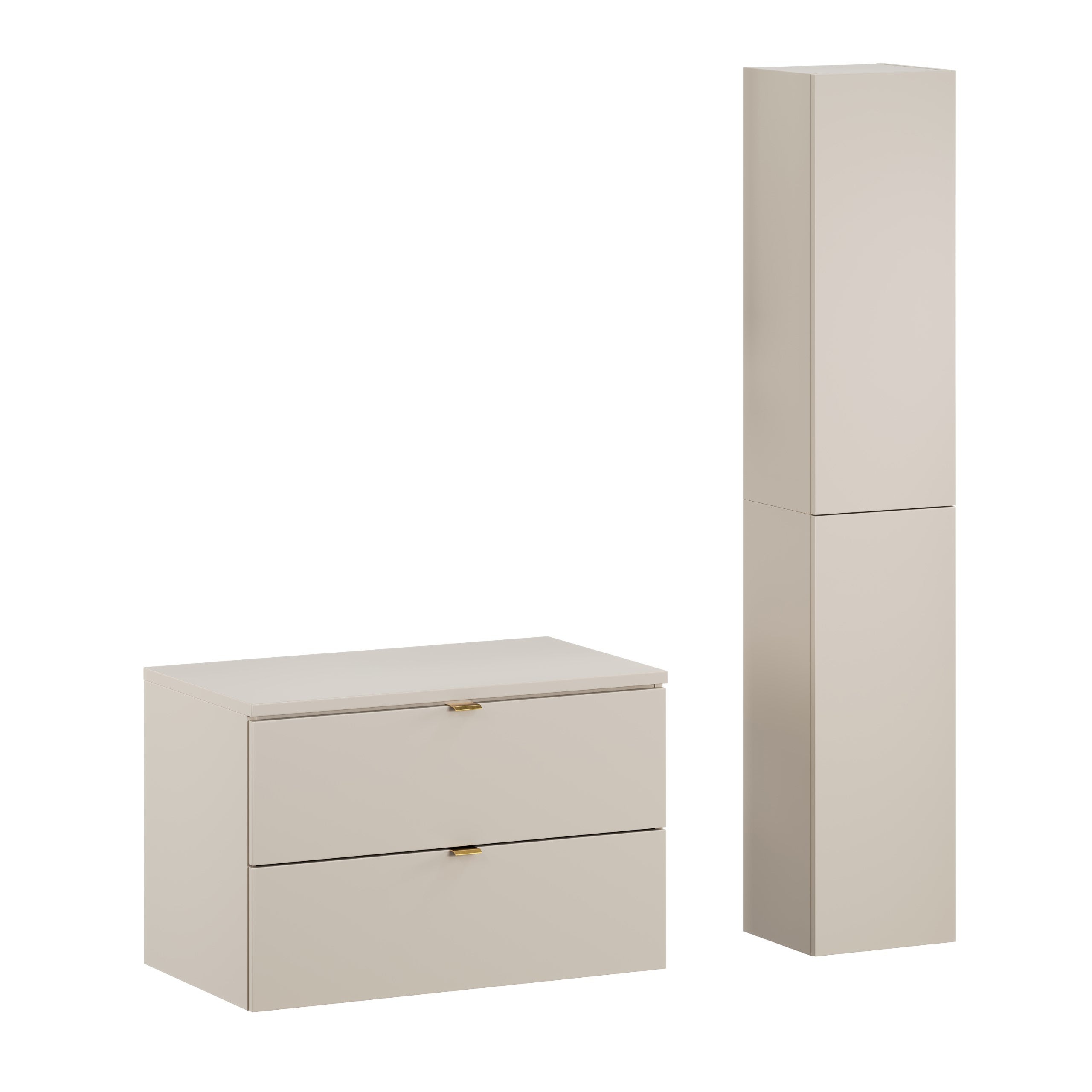 Kaszmirowe meble łazienkowe Dalia Cashmere szafka wisząca 80 cm z blatem i 2 słupkami MDF